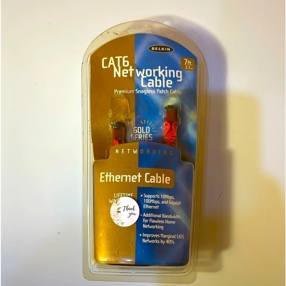 BELKIN Gold Series Cat 6 Ethernet Cable 7 Feet Snagless Patch Cable new in box